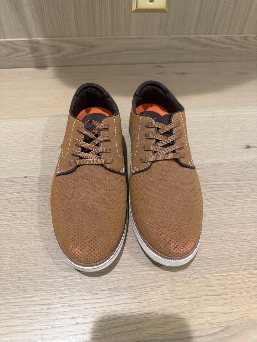 Nordstrom big boys Tan Perforated Derby Sneakers